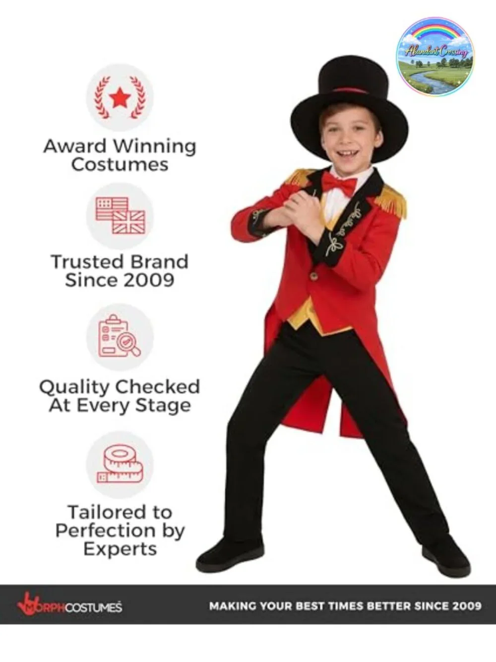 Kids Ringmaster Costume Set Tailcoat Top Hat Pants
